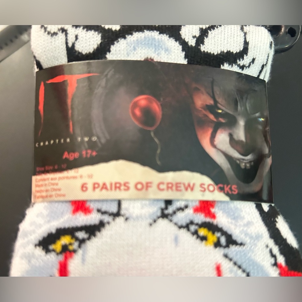 IT Chapter Two Crew Socks - Black, White, Red